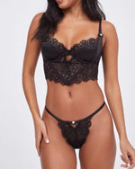 Load image into Gallery viewer, Isla Lace &amp; Satin Bustier Private Set - Black
