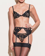 Load image into Gallery viewer, Naomi Lace Bra Thong &amp; Suspender Set
