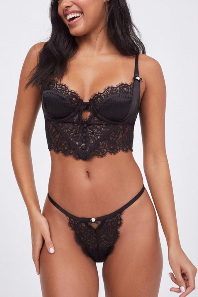 Isabela Lace Bustier Bra - Black