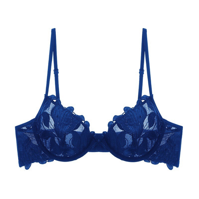 Rosie Mesh & Lace Underwired Bra Blue