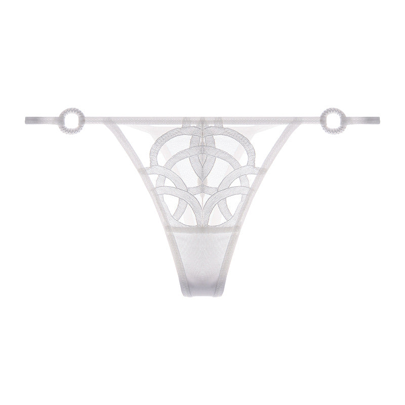 Elodie Mesh & Lace Thong - White
