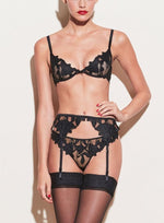 Load image into Gallery viewer, Rosie Mesh &amp; Lace Underwired Bra Black
